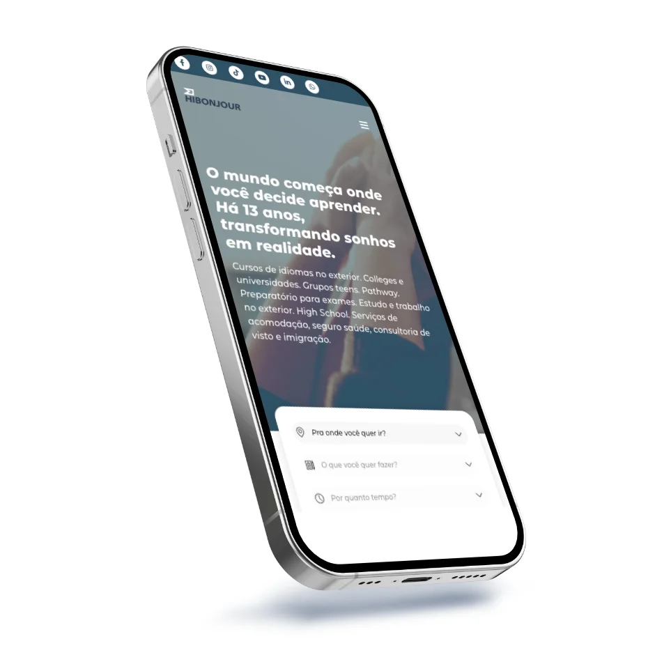 Site do HiBonjour na versão para mobile