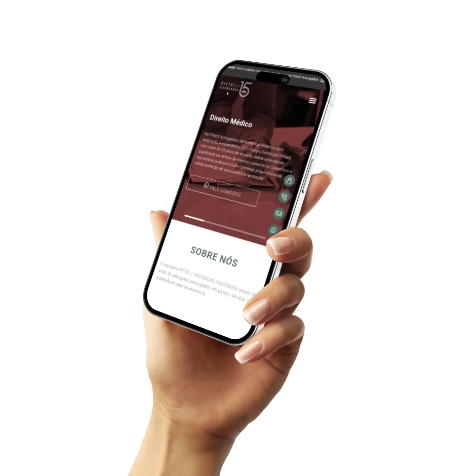 Site da Pittelli Advogados na versão para mobile